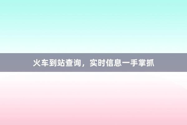 火车到站查询,实时信息一手掌抓