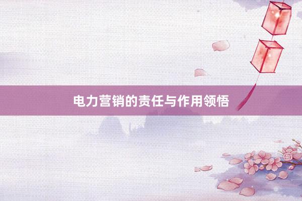 电力营销的责任与作用领悟